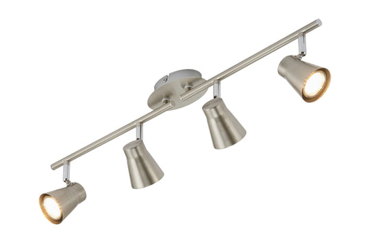 LED Strahlerleiste 4flg nickel-matt schwenkbar inkl GU10 FOUR – Strahler / Spotbeleuchtung