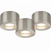 Malmbergs MD-29 LED Kit satin 3er Set LED Spots Einbau & Aufbau dimmbar Alu IP44 36mm – Einbaustrahler IP44, dimmbar, 36mm