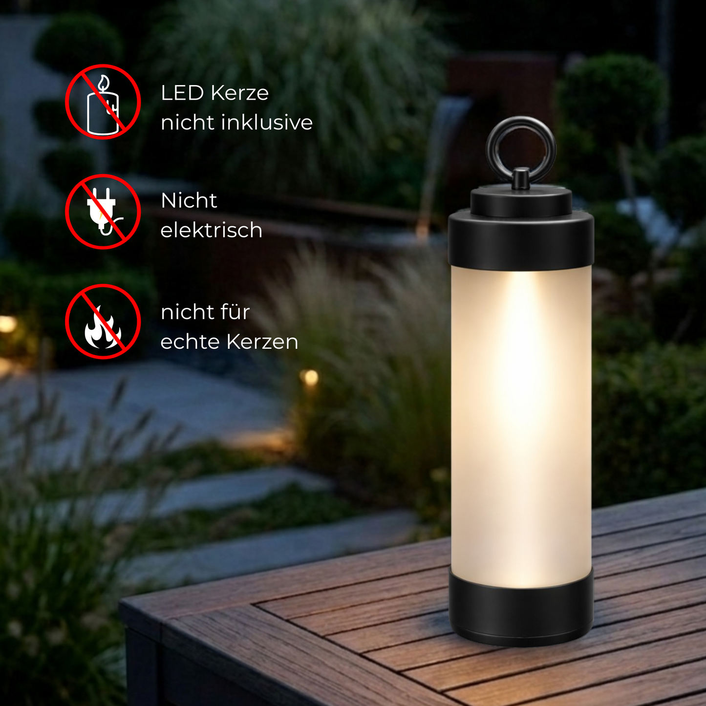 gartenlaterne mit erdspieß für led teelicht windlicht mit stab ohne strom für akku batterie wegleuchte garten elle schwarz gefrostet 53181 sompex