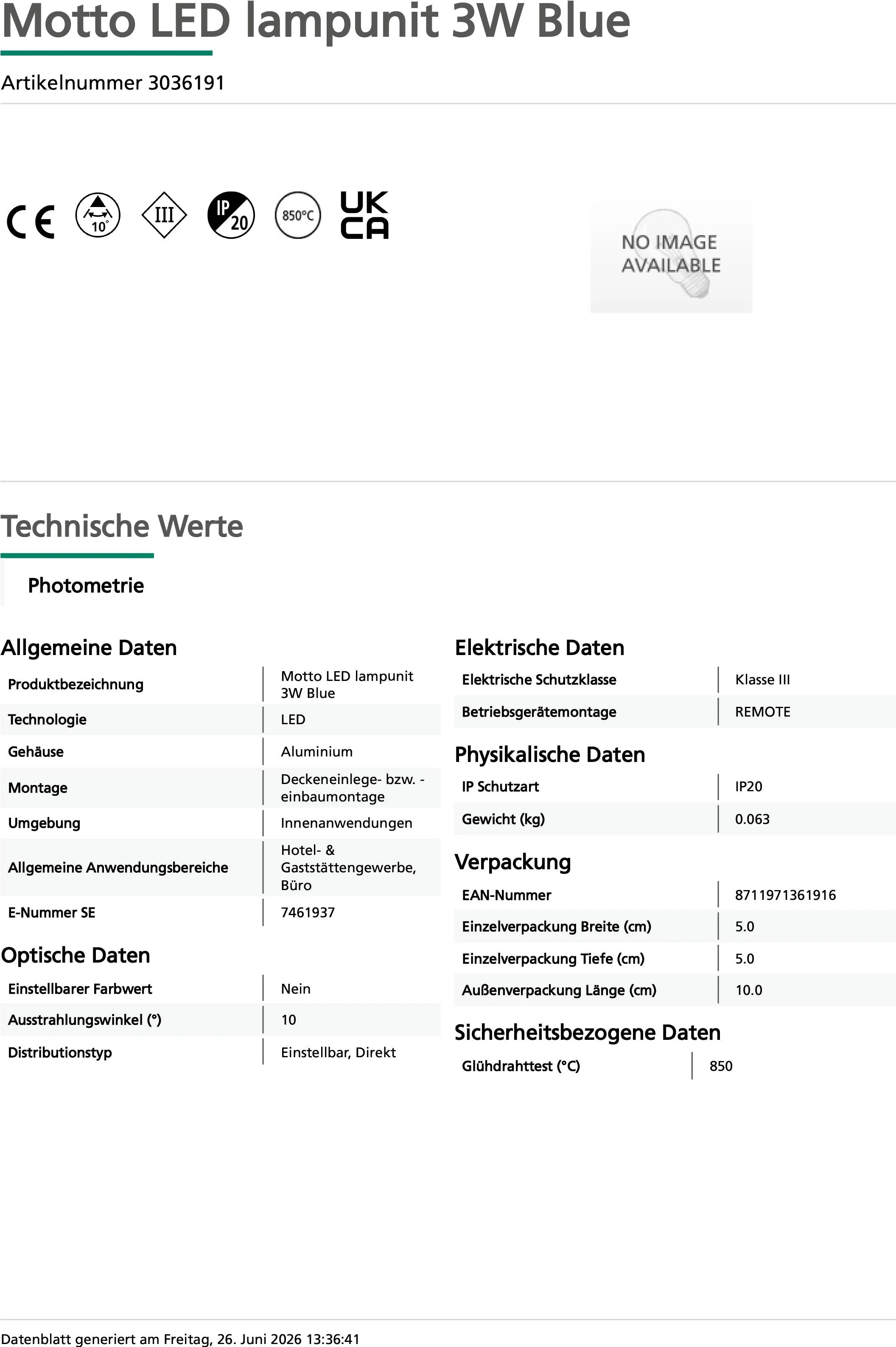 LED Modul Motto 3W blau leuchtend 700mA Aluminium mit Netzstecker sylvania 3036191 einbau led mit gewinde gewinde 31mm durchmesser 22mm hoch 35mm aussendurchmesser kabel 2m