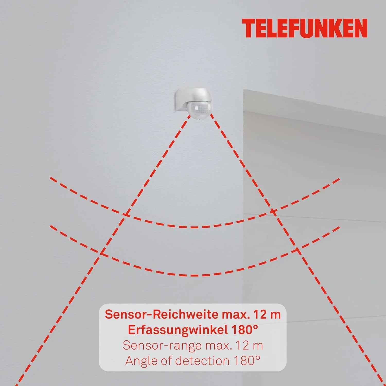 Bewegungsmelder für außen silber Reichweite 12m 180° IP44