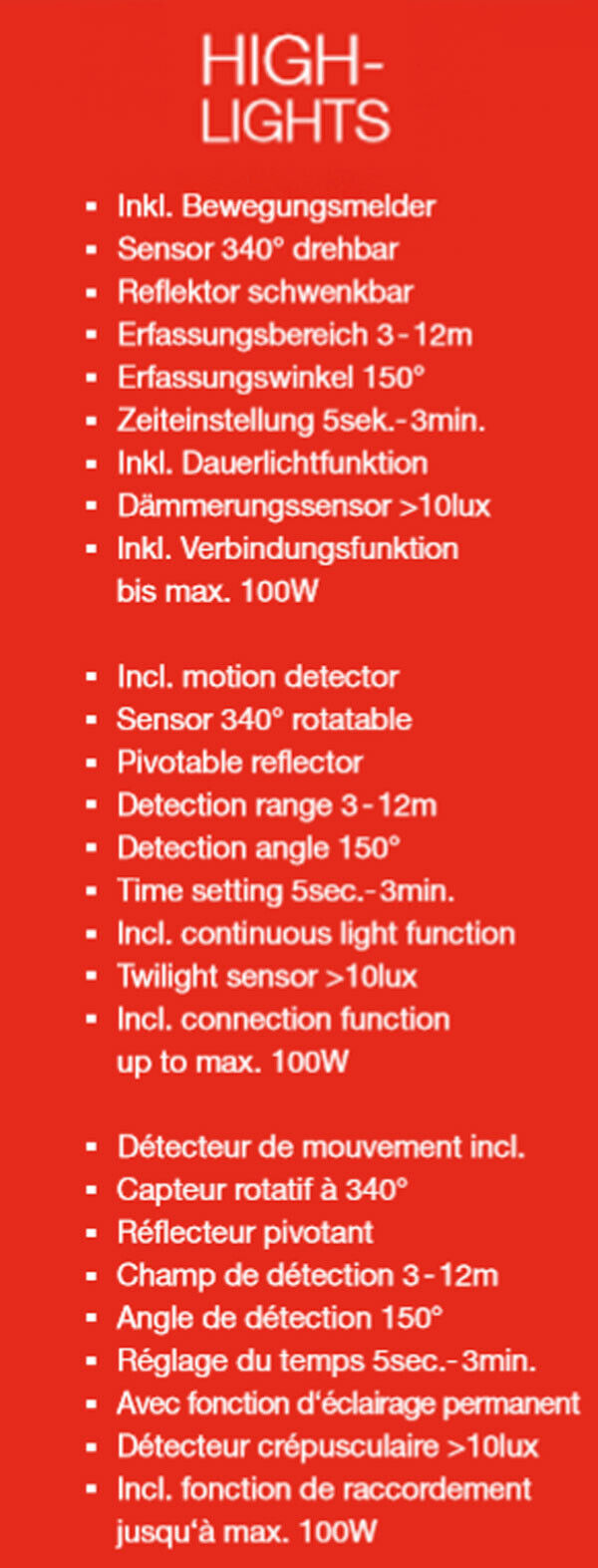 LED Fluter mit Bewegungssensor im Hochformat für Außen weiß 2600 Lm IP44