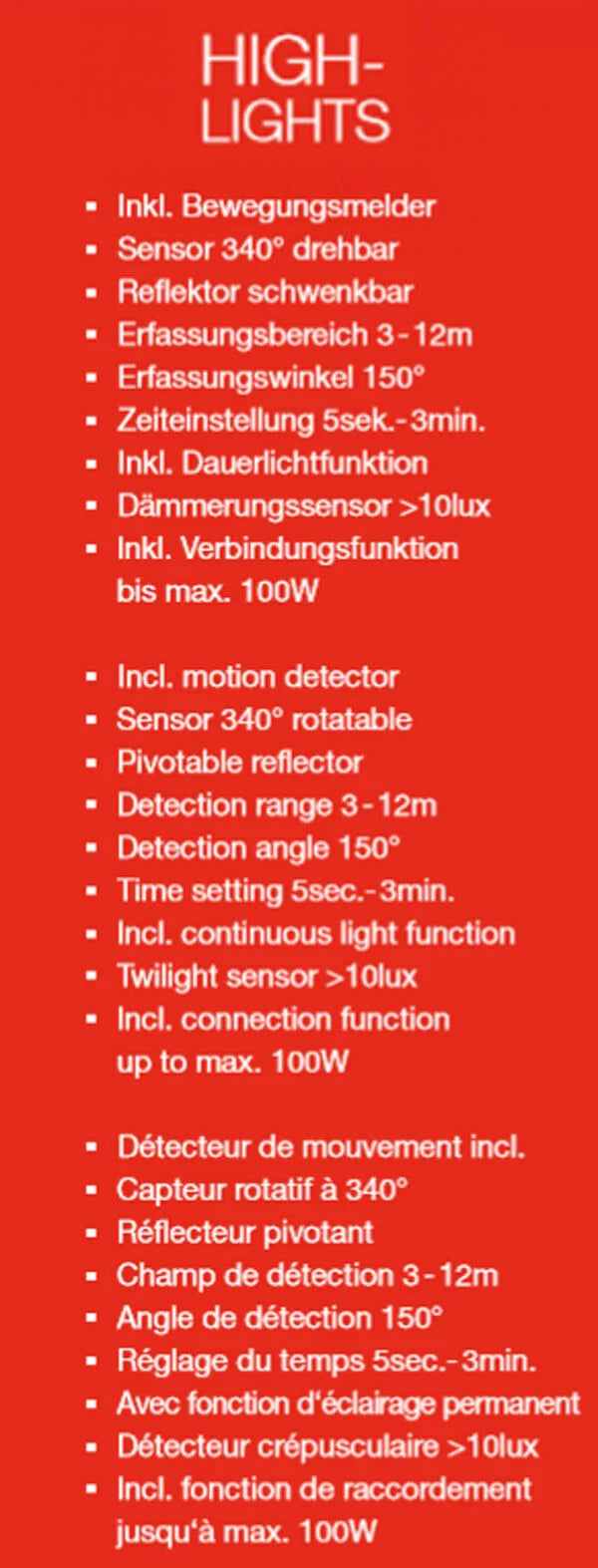 LED Fluter mit Bewegungssensor im Hochformat für Außen weiß 2600 Lm IP44