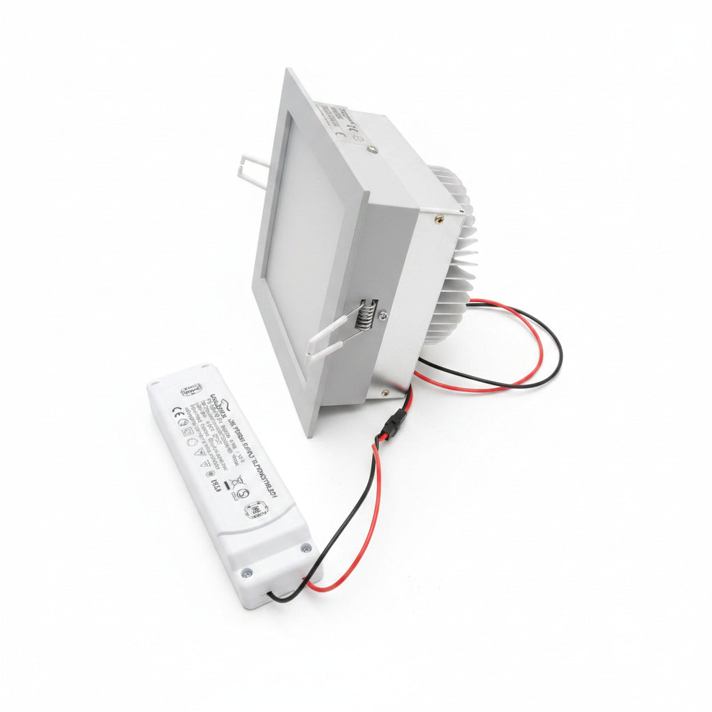 30W LED Downligt 230V dimmbar weiß, Einbauspot eckig – Einbaustrahler IP20, dimmbar
