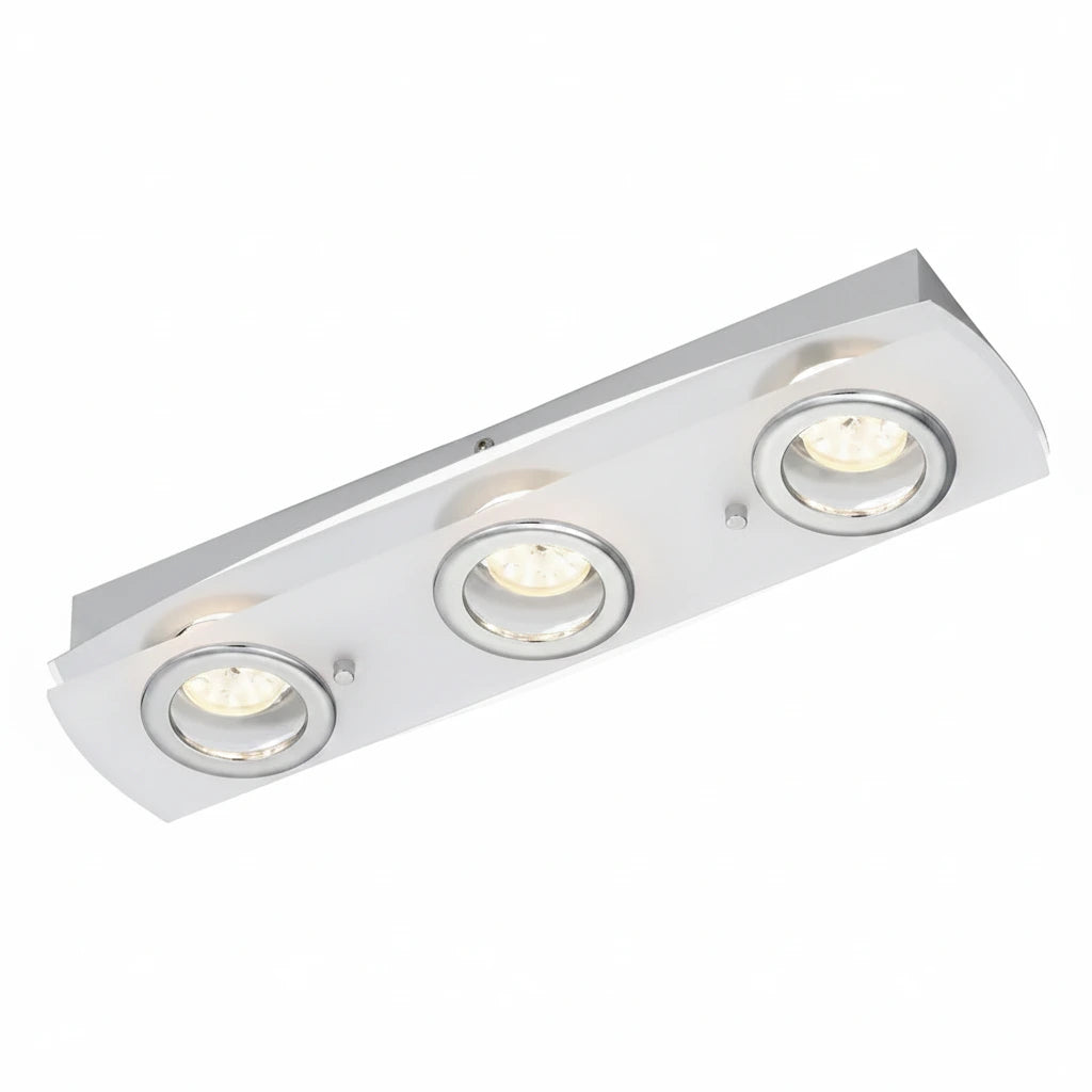 LED Decken- Wandleuchte flach eckig ACRILICO 3flg Chrom – Deckenleuchte dimmbar