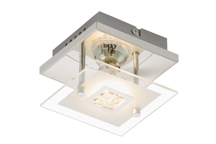 Kleine LED Wand- & Deckenleuchte TULA mit Glas Chrom 12x12cm