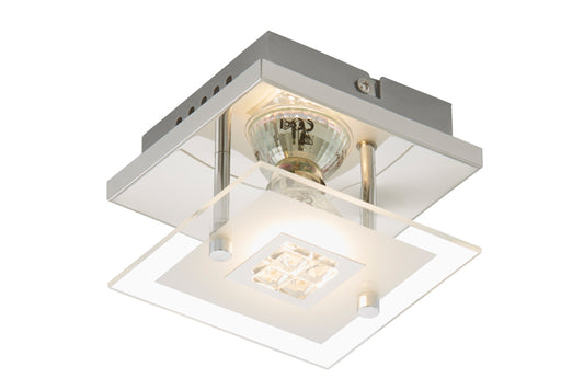 Kleine LED Wand- & Deckenleuchte TULA mit Glas Chrom 12x12cm