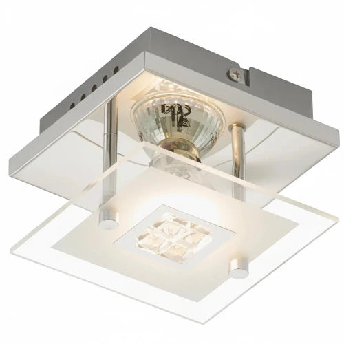 Kleine LED Wand- & Deckenleuchte TULA mit Glas Chrom 12x12cm