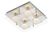 Eckige LED Deckenlampe Chrom mit Glas Glitzer inkl GU10 LED – Deckenleuchte dimmbar, GU10