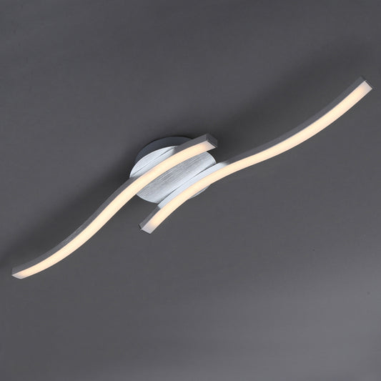 Moderne LED Deckenlampe 2 Stäbe gewellt Aluminium warmweiß 55,5cm – Deckenleuchte dimmbar