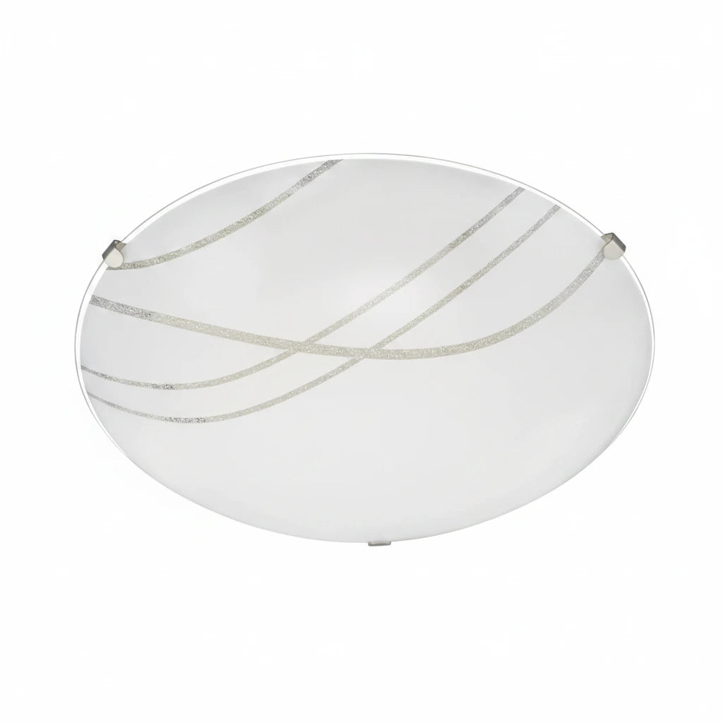 Runde LED Deckenleuchte NOVO Glas weiß mit Dekor 25cm – Deckenleuchte dimmbar