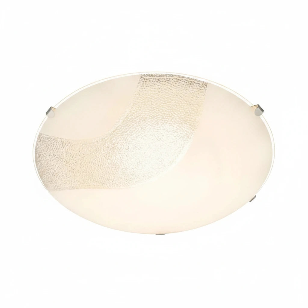 Runde LED Deckenleuchte NOVO Glas weiß mit Glitzer-Dekor 25cm – Deckenleuchte dimmbar