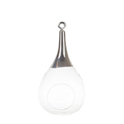 Taura Chrom silber klein Windlicht zum aufhängen Glas Hängedekoration mundgeblasen, handbemalt