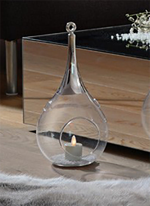 Taura Chrom silber klein Windlicht zum aufhängen Glas Hängedekoration