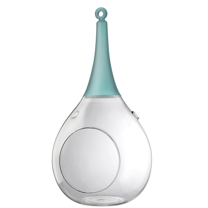 Taura blau groß Windlicht zum aufhängen Glas mundgeblasen, handbemalt