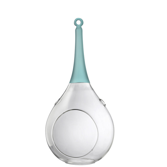 Taura blau mittel Windlicht zum aufhängen Glas mundgeblasen, handbemalt