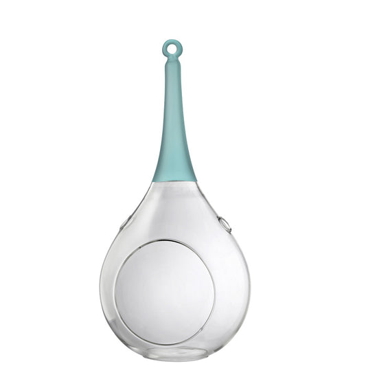 Taura blau mittel Windlicht zum aufhängen Glas mundgeblasen, handbemalt