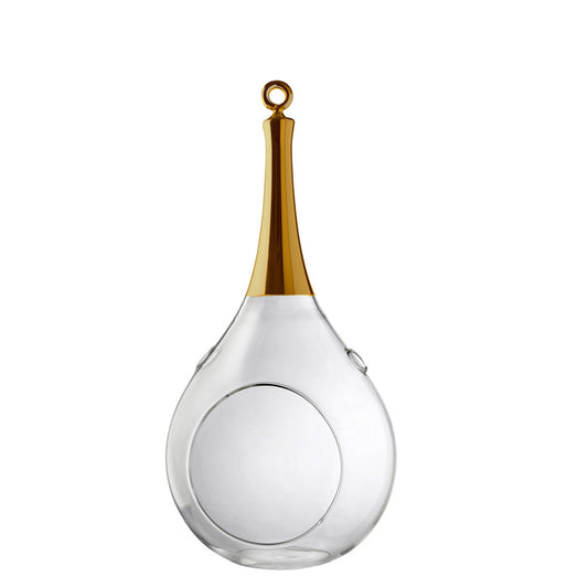 Taura gold mittel Windlicht zum aufhängen Glas mundgeblasen, handbemalt