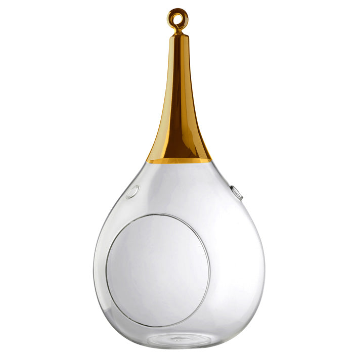 Taura gold groß Windlicht zum aufhängen Glas mundgeblasen, handbemalt