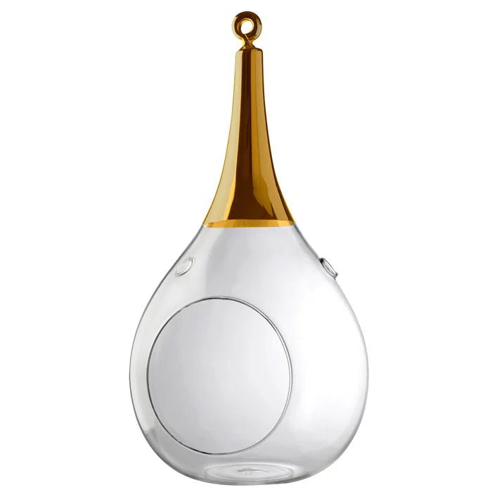 Taura gold groß Windlicht zum aufhängen Glas mundgeblasen, handbemalt