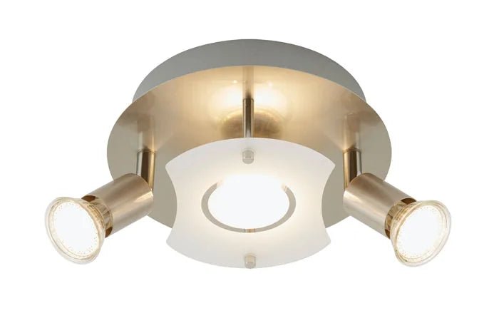 LED Deckenleuchte rund mit Strahlern START 3flg nickel matt 20cm – Deckenleuchte dimmbar, GU10
