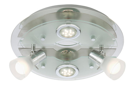 LED Deckenleuchte 4flg VASO mit 2 Strahlern rund schwenkbar – Deckenleuchte dimmbar, GU10