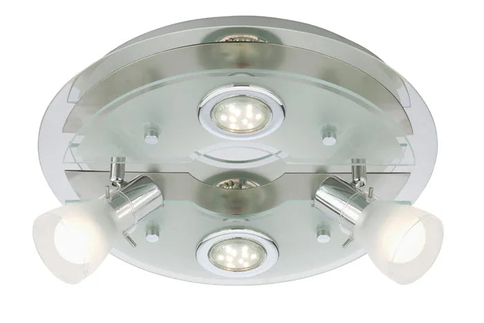LED Deckenleuchte 4flg VASO mit 2 Strahlern rund schwenkbar – Deckenleuchte dimmbar, GU10