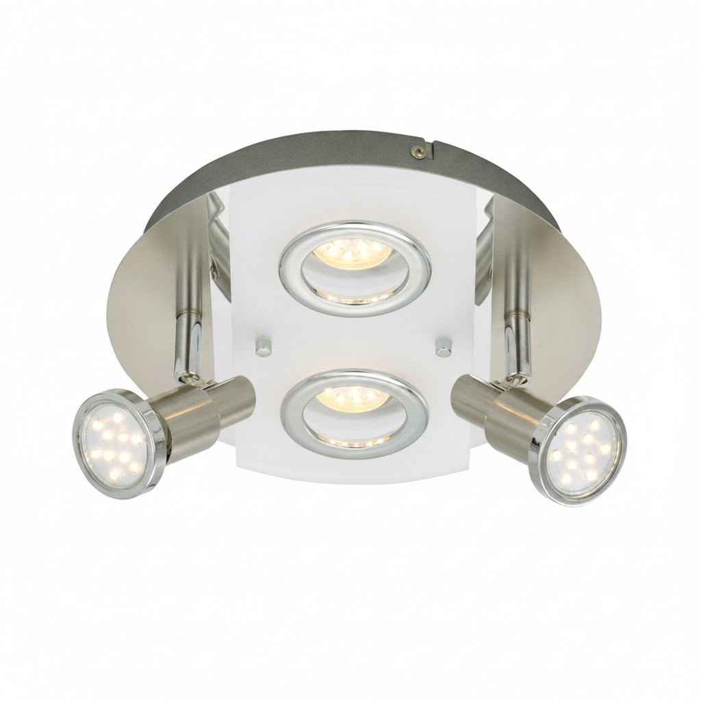LED Deckenleuchte rund mit Strahlern RIPOSO 4flg nickel matt – Deckenleuchte dimmbar, GU10