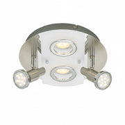 LED Deckenleuchte rund mit Strahlern RIPOSO 4flg nickel matt – Deckenleuchte dimmbar, GU10