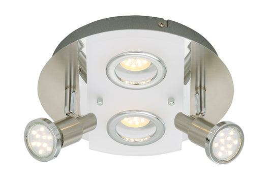 LED Deckenleuchte rund mit Strahlern RIPOSO 4flg nickel matt – Deckenleuchte dimmbar, GU10