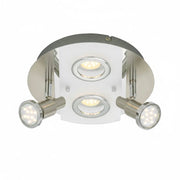 LED Deckenleuchte rund mit Strahlern RIPOSO 4flg nickel matt – Deckenleuchte dimmbar, GU10