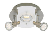 LED Deckenleuchte rund mit Strahlern RIPOSO 3flg nickel matt – Deckenleuchte dimmbar, GU10
