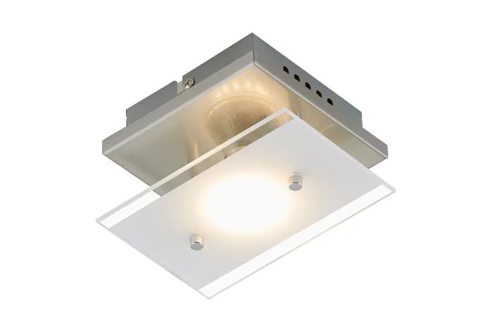 Kleine LED Wandlampe Deckenlampe aus Glas satiniert 12x15cm – Deckenleuchte dimmbar, GU10