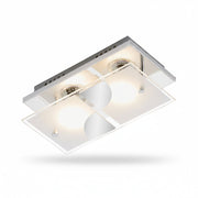 Rechteckige LED Deckenlampe Wandlampe aus Glas 2x GU10 – Deckenleuchte dimmbar, GU10