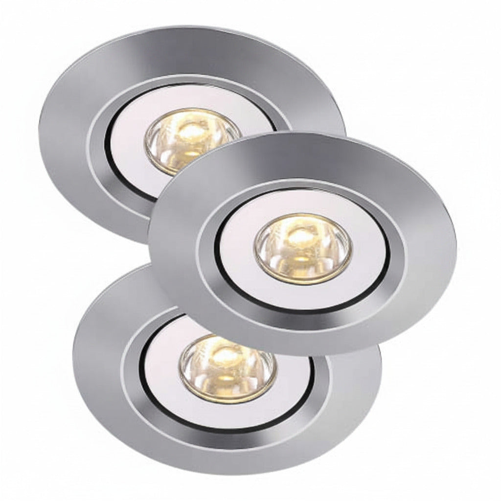 3er Set LED Deckeneinbauspot Raven Mini – Einbaustrahler IP23, schwenkbar, dimmbar