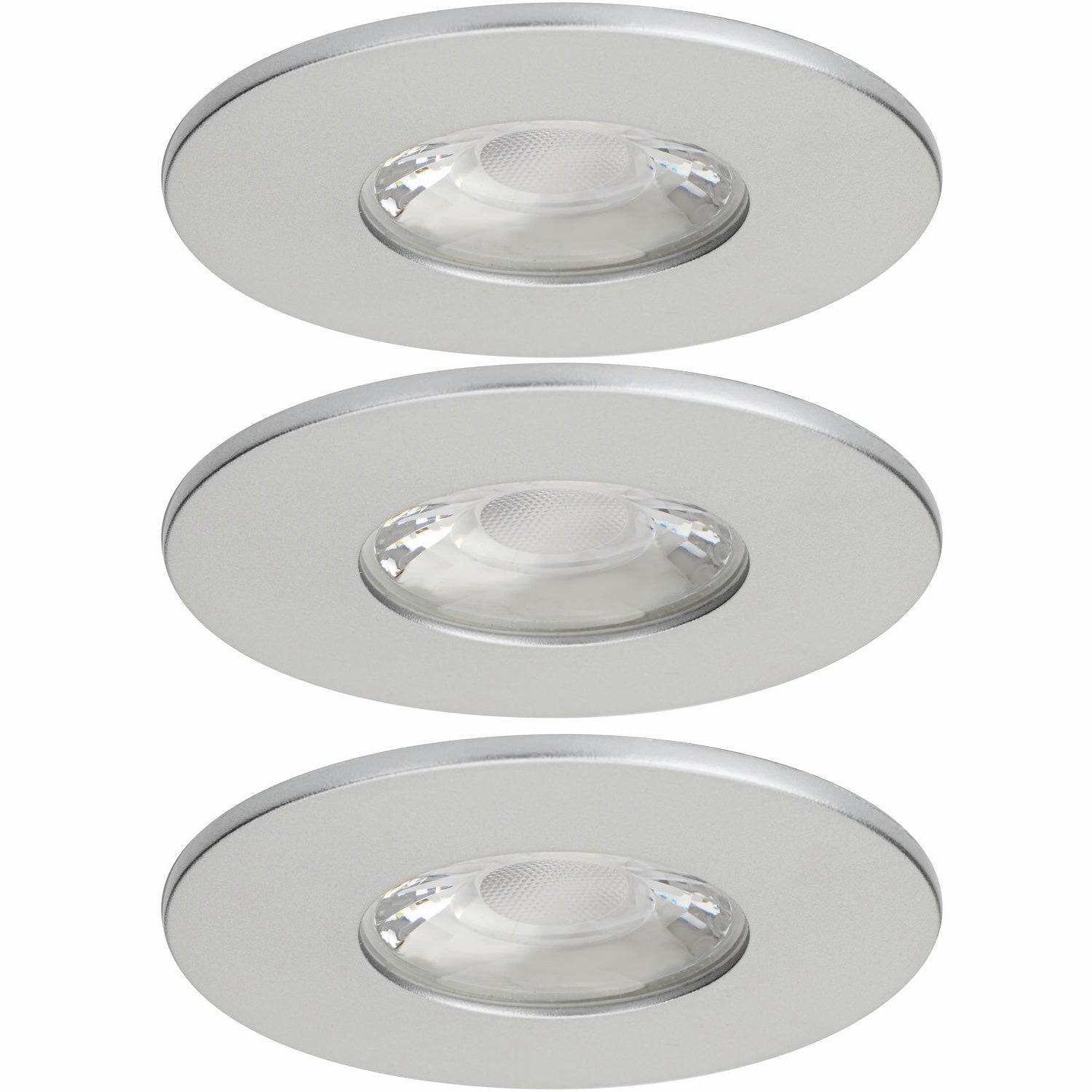 3x MD-881 LED Einbauspot silber dimmbar 4,5W 70mm warmweiß IP44 – Einbaustrahler IP44, dimmbar, 70mm