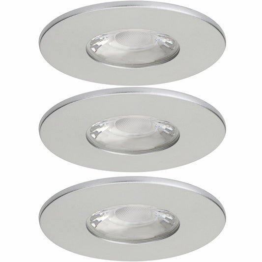3x MD-881 LED Einbauspot silber dimmbar 4,5W 70mm warmweiß IP44 – Einbaustrahler IP44, dimmbar, 70mm