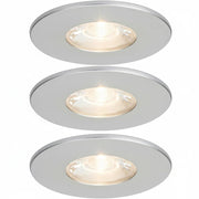 3x MD-881 LED Einbauspot silber dimmbar 4,5W 70mm warmweiß IP44 – Einbaustrahler IP44, dimmbar, 70mm