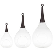 3er Set Taura schwarz Windlicht zum aufhängen Glas Hängedekoration mundgeblasen, handbemalt