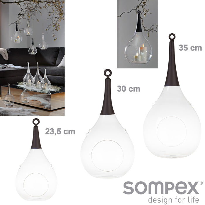 3er Set Taura schwarz Windlicht zum aufhängen Glas Hängedekoration