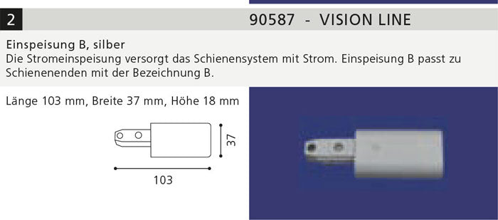 Direkteinspeisung B für EGLO Vision Line Schienensystem 90587
