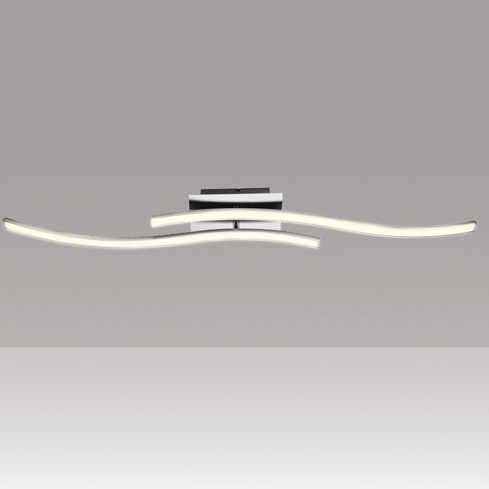 Moderne LED Deckenlampe 2 Stäbe gewellt Aluminium warmweiß drehbar 100cm – Deckenleuchte dimmbar
