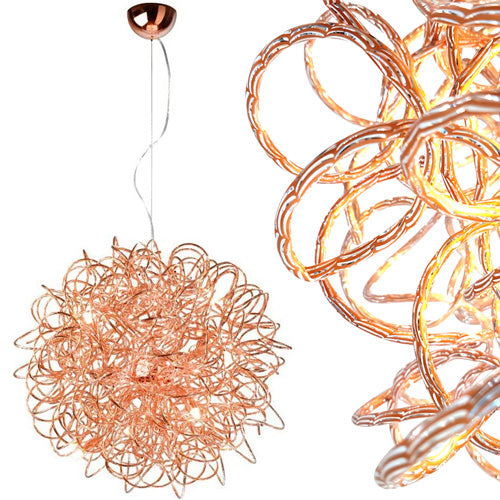 Design Hängelampe Mystic Kugel aus Draht in Kupfer 60cm – Pendelleuchte dimmbar