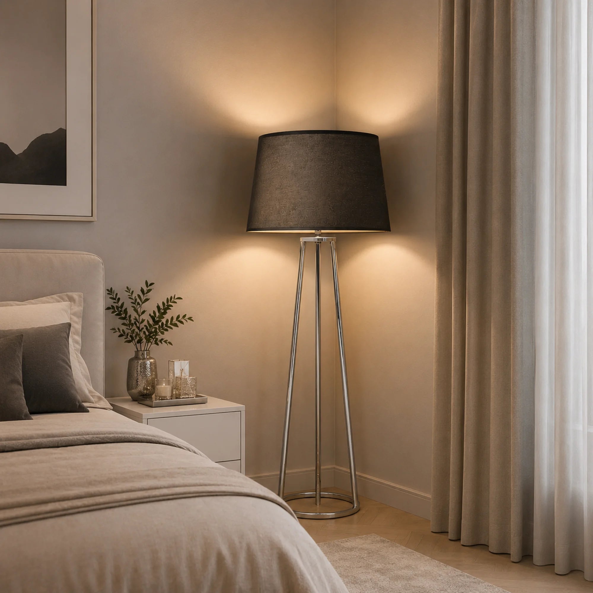 Stoffschirm für Schlafzimmer Stehlampe