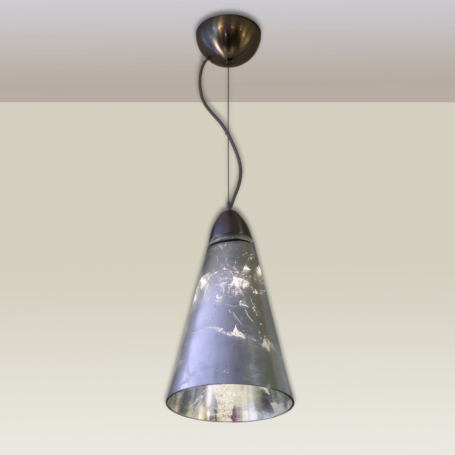 Hängelampe Cloche Glas Blattsilber – Pendelleuchte E27