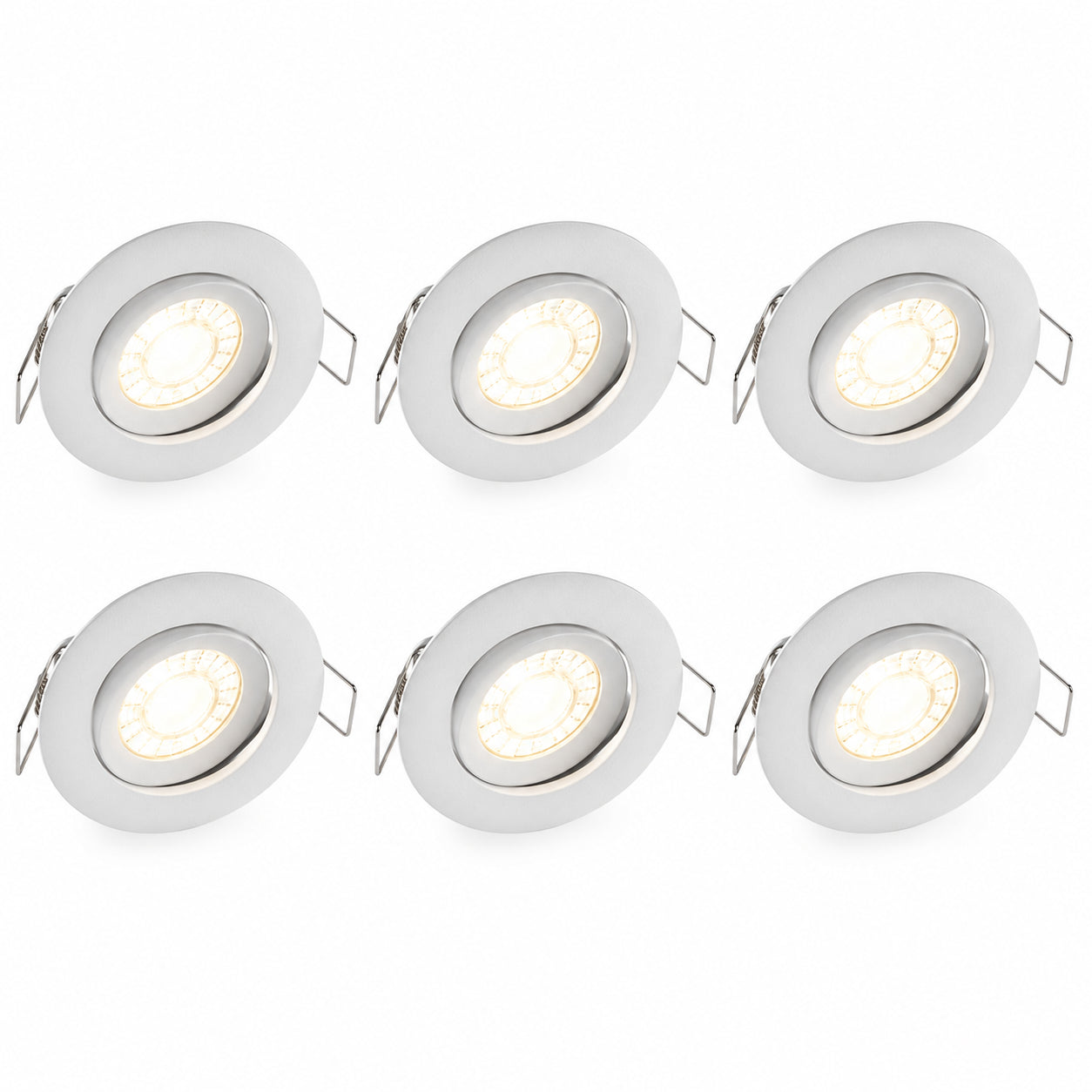 6er Set LED Einbauleuchten GU10 schwenkbar 70mm weiß inkl. LED 4W IP23 brilliant ag franca HK14715S05