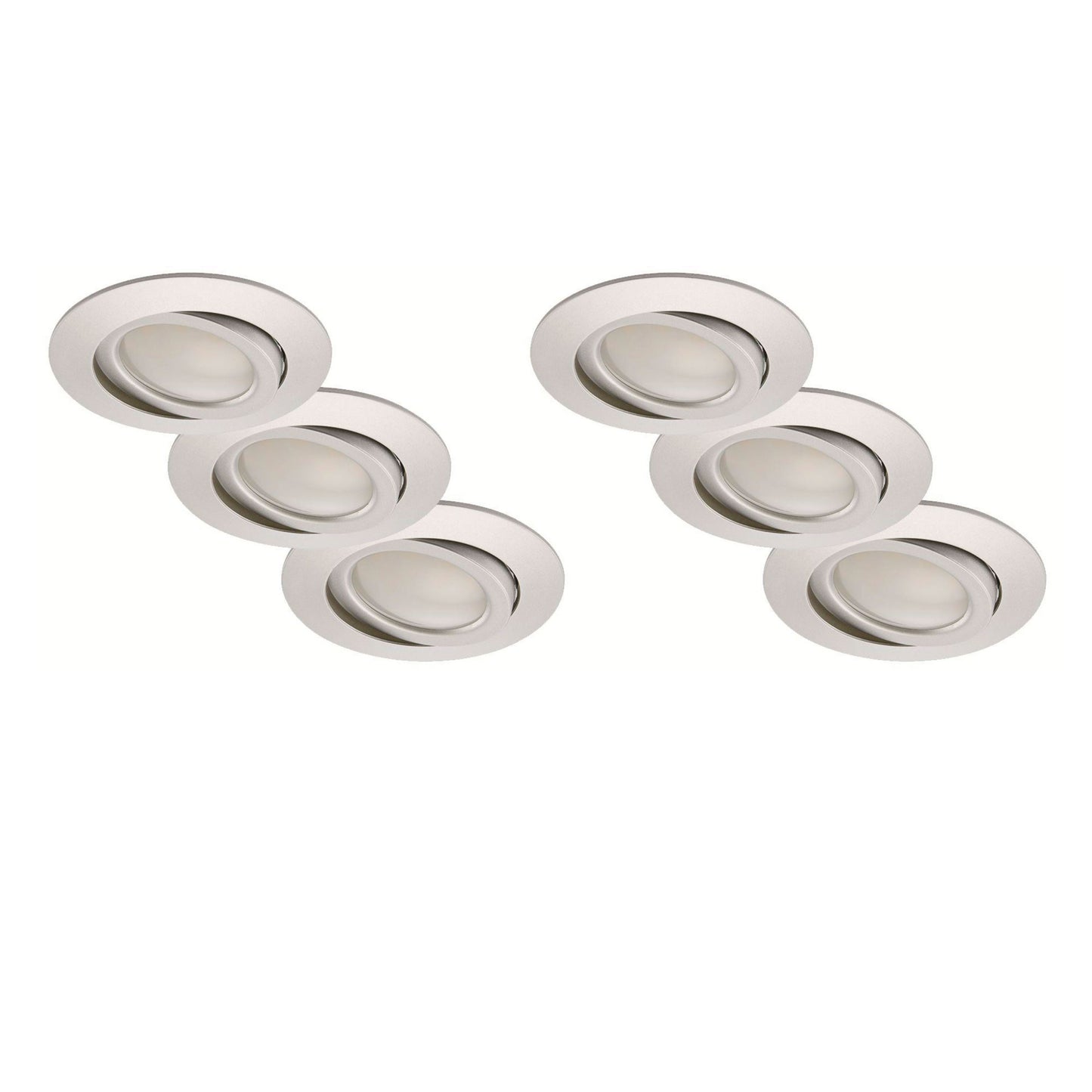 6x LED Einbauspot dimmbar per Schalter schwenkbar Alu 68mm – Einbaustrahler IP23, schwenkbar, dimmbar, 68mm