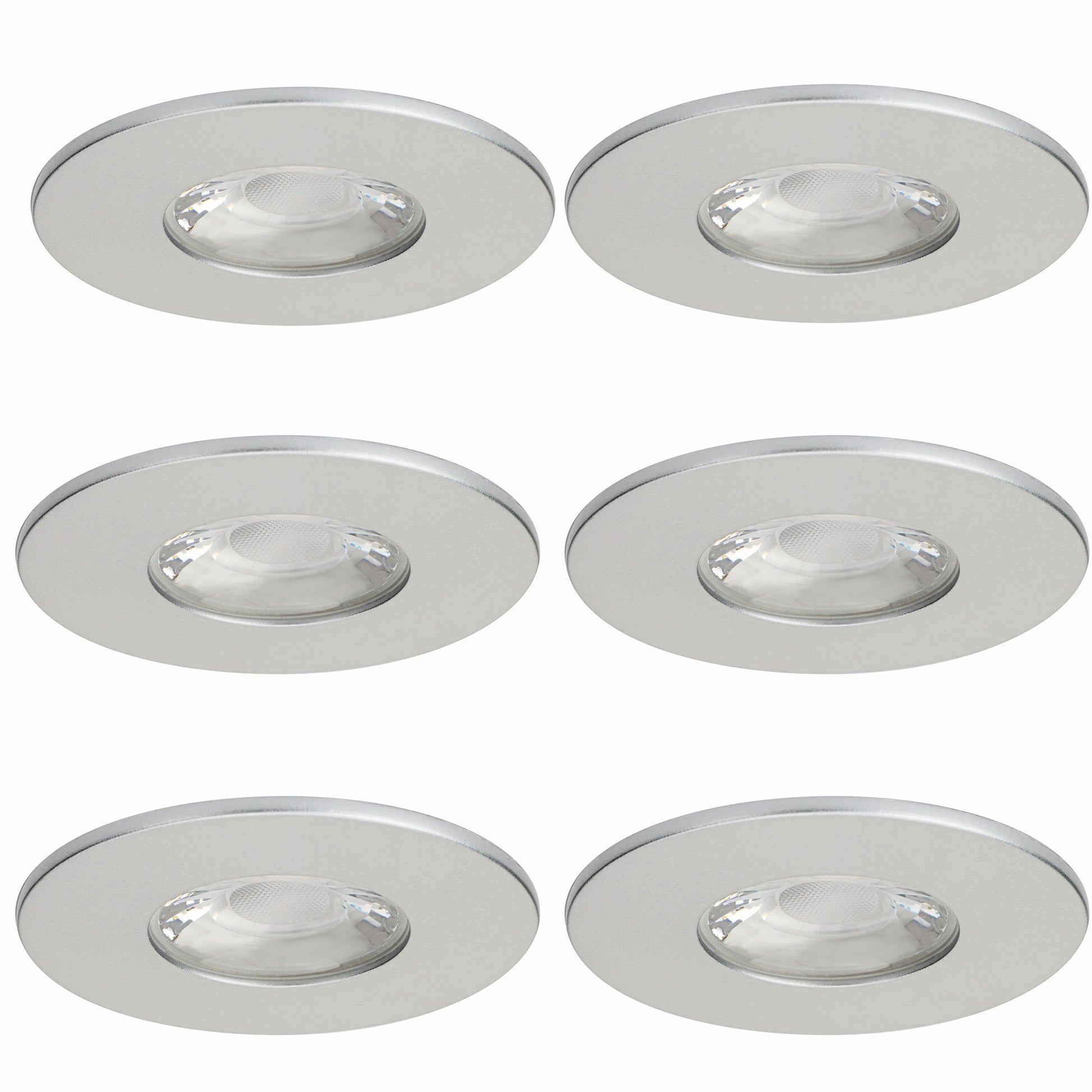 6x MD-881 silber LED Einbauspot dimmbar 4,5W 70mm warmweiß IP44 – Einbaustrahler IP44, dimmbar, 70mm