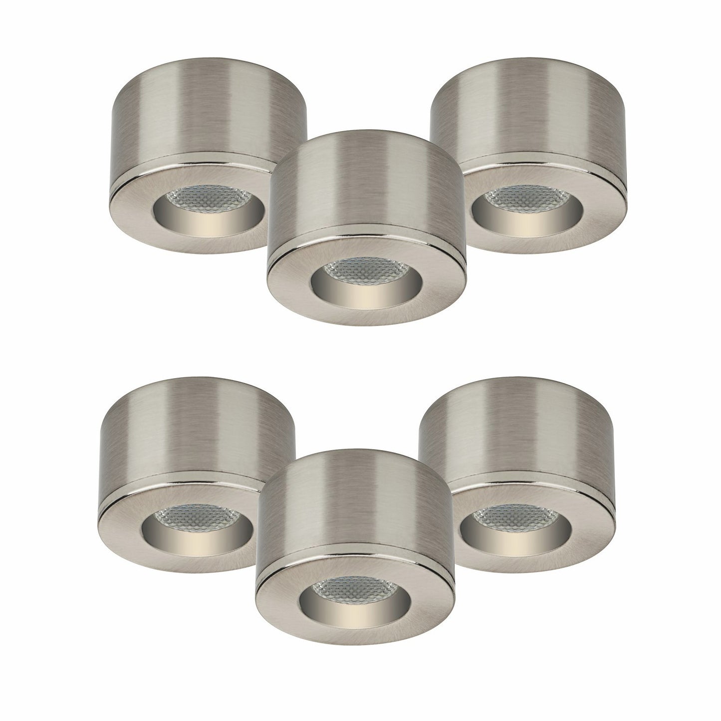 Malmbergs MD-29 LED Kit satin 6er Set LED Spots Einbau & Aufbau dimmbar Alu IP44 36mm – Einbaustrahler IP44, dimmbar, 36mm