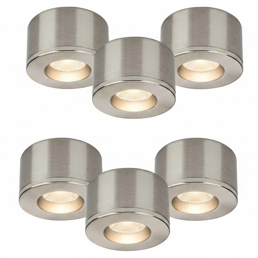 Malmbergs MD-29 LED Kit satin 6er Set LED Spots Einbau & Aufbau dimmbar Alu IP44 36mm – Einbaustrahler IP44, dimmbar, 36mm